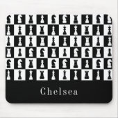 Zwart-wit schaakfiguren patroon muismat (Voorkant)