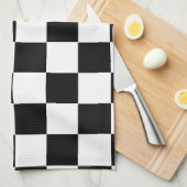 Zwart-wit schaakkeukenhanddoek theedoek (Quarter Fold)