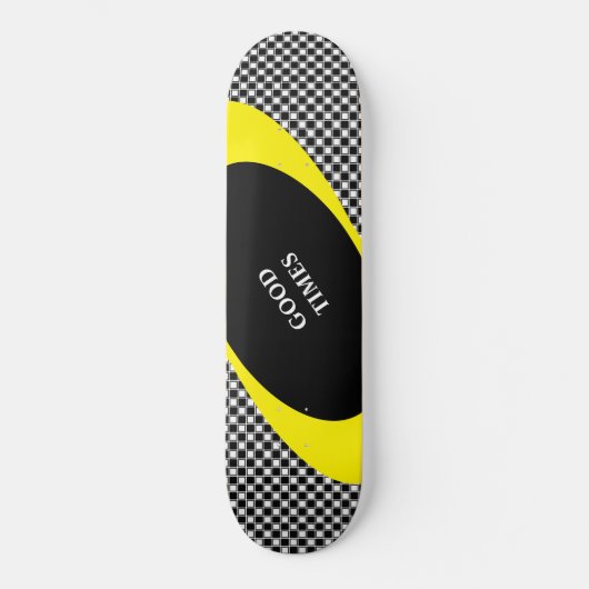 Zwart-wit schaakpatroon en golvende lijnen persoonlijk skateboard (Voorkant)