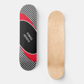 Zwart-wit schaakpatroon en golvende lijnen persoonlijk skateboard (Voorkant)