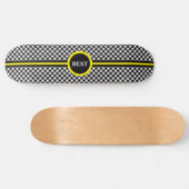 Zwart-wit schaakpatroon en kalligrafie persoonlijk skateboard (Horizontaal)