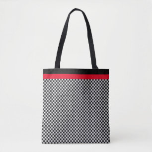 Zwart-wit schaakpatroon tote bag