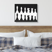 Zwart Wit Schaakset Muur Canvas Afdruk (Insitu (Slaapkamer))