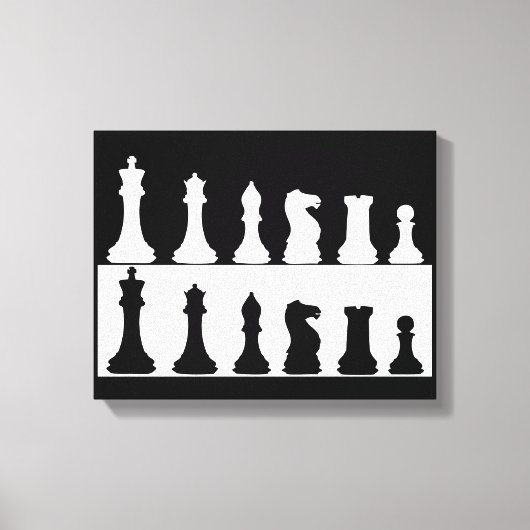Zwart Wit Schaakset Muur Canvas Afdruk (Voorkant)