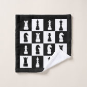 Zwart-wit schaakspelstukken bad handdoek (Wasdoekje)