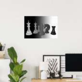 Zwart-wit schaakstrategiespel poster (Thuiskantoor)