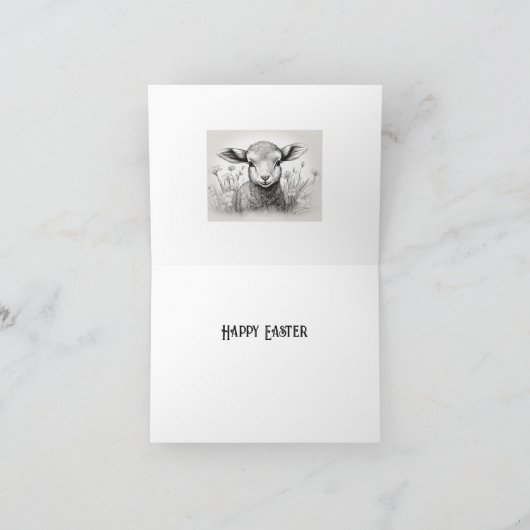 Zwart-wit schaap in de bloemen kaart (Binnen)