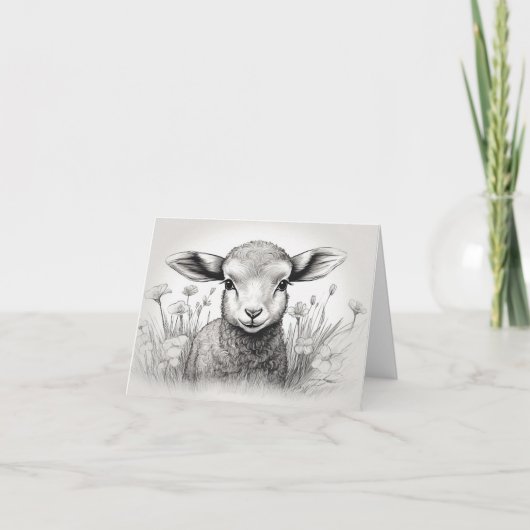 Zwart-wit schaap in de bloemen kaart (Voorkant)