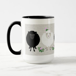 Zwart-wit schaap mok