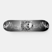 Zwart-wit Schaatsen plank met schedel Skateboard (Horizontaal)