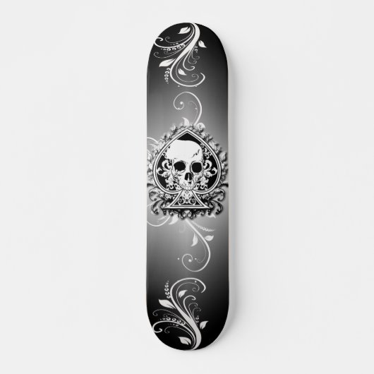Zwart-wit Schaatsen plank met schedel Skateboard (Voorkant)