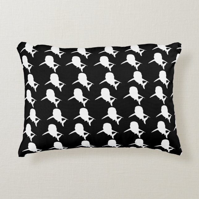 Zwart-wit Schaduw vis haai walvis patroon Accent Kussen (Voorkant)
