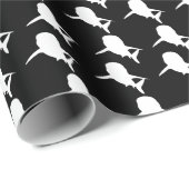 Zwart-wit Schaduw vis haai walvis patroon Cadeaupapier (Rol Hoek)
