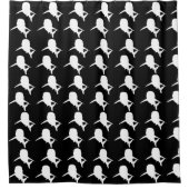 Zwart-wit Schaduw vis haai walvis patroon Douchegordijn (Voorkant)