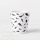 Zwart-wit Schaduw vis haai walvis patroon Latte Mok (Voorkant)