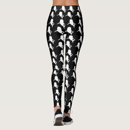 Zwart-wit Schaduw vis haai walvis patroon Leggings (Achterkant)
