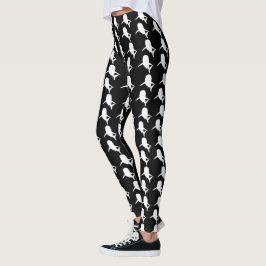 Zwart-wit Schaduw vis haai walvis patroon Leggings
