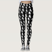 Zwart-wit Schaduw vis haai walvis patroon Leggings (Voorkant)