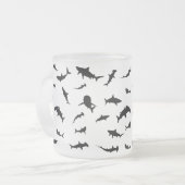 Zwart-wit Schaduw vis haai walvis patroon Matglas Koffiemok (Voorkant links)