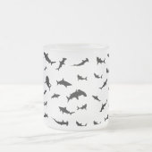 Zwart-wit Schaduw vis haai walvis patroon Matglas Koffiemok (Center)