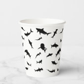 Zwart-wit Schaduw vis haai walvis patroon Papieren Bekers (Achterkant)
