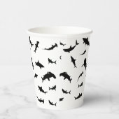Zwart-wit Schaduw vis haai walvis patroon Papieren Bekers (Rechts)