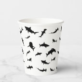 Zwart-wit Schaduw vis haai walvis patroon Papieren Bekers (Voorkant)