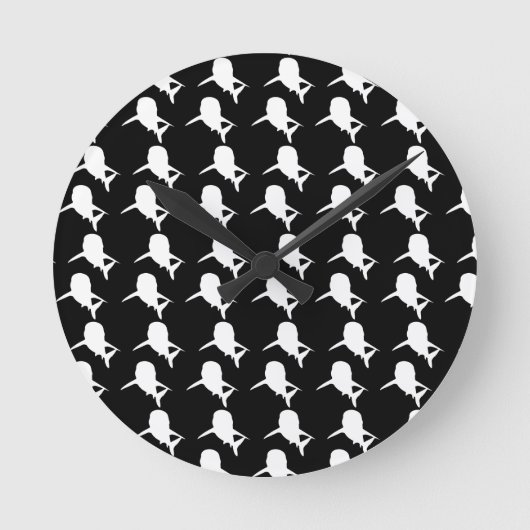 Zwart-wit Schaduw vis haai walvis patroon Ronde Klok (Voorkant)
