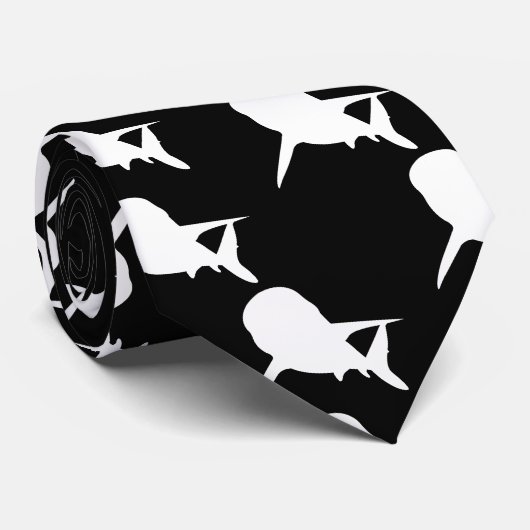 Zwart-wit Schaduw vis haai walvis patroon Stropdas (Opgerold)