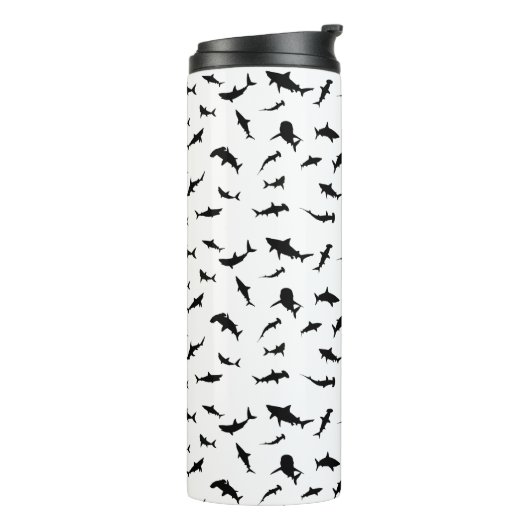 Zwart-wit Schaduw vis haai walvis patroon Thermosbeker (Gedraaid links)