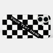 Zwart Wit Schaken iPhone Case met aangepaste tekst (Achterkant (horizontaal))