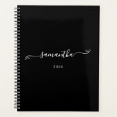 Zwart-wit Schattige Bow Handtekening Naam Planner (Voorkant)