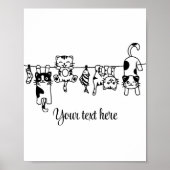 Zwart-wit Schattige Hangende Kittens Custom Poster (Voorkant)