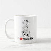 Zwart-wit Schattige Hond Rood Hart Whimsical Koffiemok (Links)