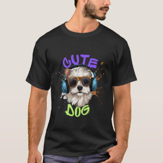 Zwart-wit Schattige Hond T-shirt Collectie