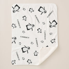 Zwart wit Schattige Pinguïn Gepersonaliseerde baby Sherpa Deken