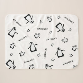 Zwart wit Schattige Pinguïn Gepersonaliseerde baby Sherpa Deken
