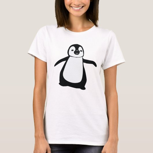 Zwart-wit schattige pinguïn tekening t-shirt (Voorkant)