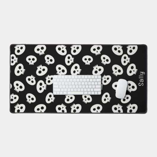Zwart-wit Schattige Schedel Pattern Desk Mat (Keyboard & Muis)