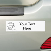 Zwart-wit Schattige Smiling Goat Cartoon Bumpersticker (Op auto)