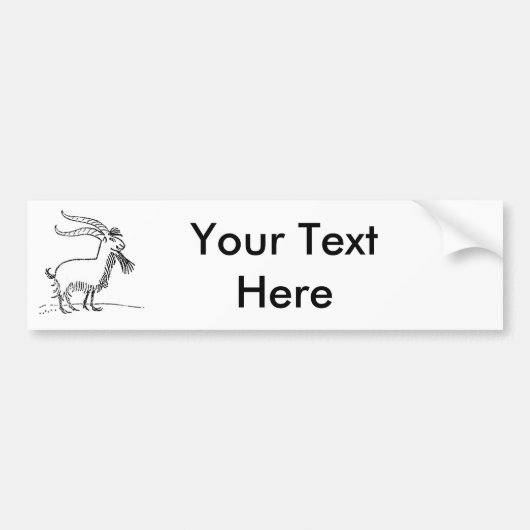 Zwart-wit Schattige Smiling Goat Cartoon Bumpersticker (Voorkant)