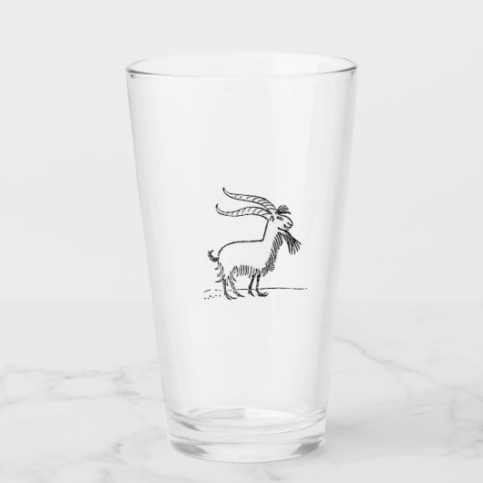 Zwart-wit Schattige Smiling Goat Cartoon Glas (Voorkant)