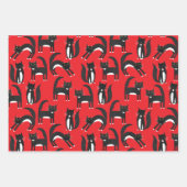 Zwart-wit Schattige Tuxedo Kat rood Patroon Inpakpapier Vel (Voorkant)