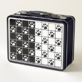 Zwart Wit Schattige Windowpane Paw Plaid (Achterkant)