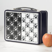 Zwart Wit Schattige Windowpane Paw Plaid (In situ)