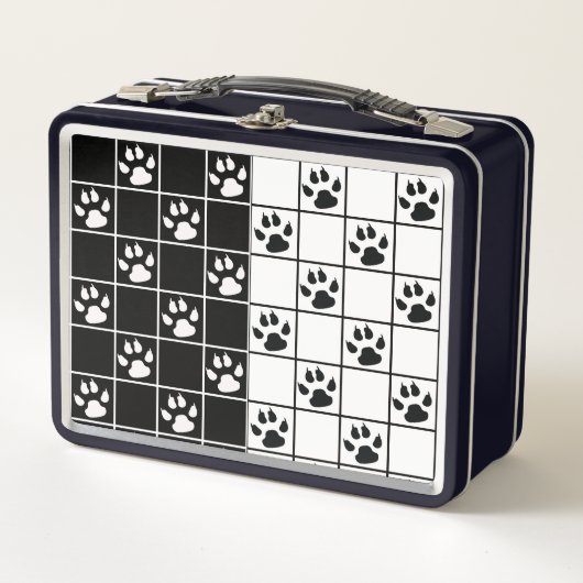 Zwart Wit Schattige Windowpane Paw Plaid (Voorkant)