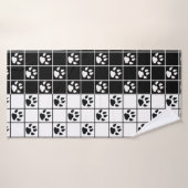 Zwart Wit Schattige Windowpane Paw Plaid Badhanddoek (Badhanddoek)