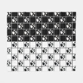 Zwart Wit Schattige Windowpane Paw Plaid Fleece Deken (Voorkant (Horizontaal))