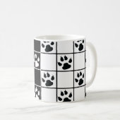 Zwart Wit Schattige Windowpane Paw Plaid Koffiemok (Voorkant rechts)