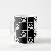 Zwart Wit Schattige Windowpane Paw Plaid Koffiemok (Voorkant links)